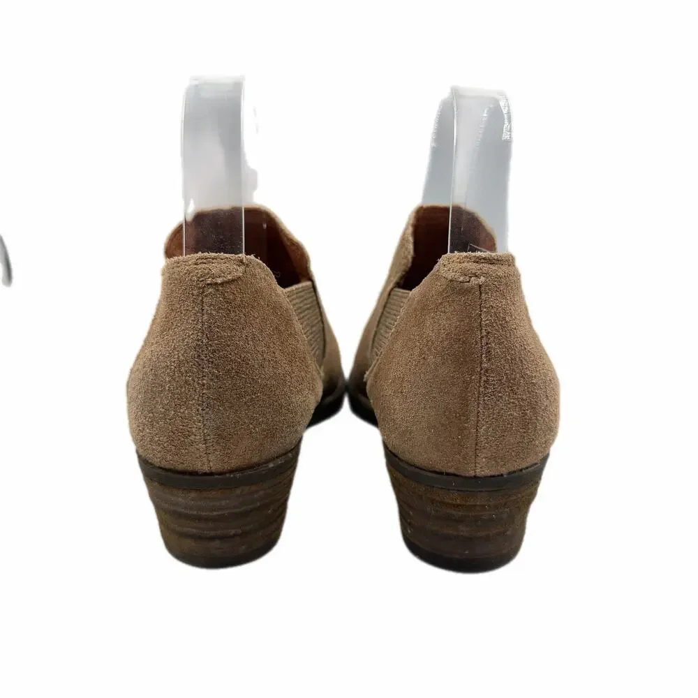Born NWOB Dallia Pull On Block Heel Suede Distressed Brown Low Ankle Booties - Picture 4 of 10